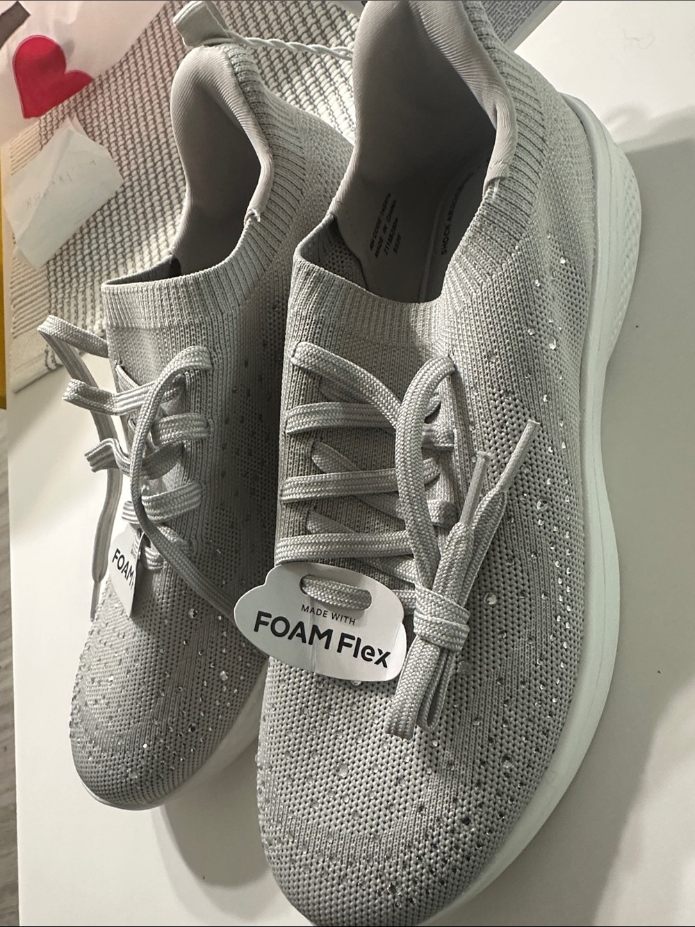 PRIMARK Light Gray Knit FoamFlex Women's Slip-On Sneakers USA size 8 EUR 39